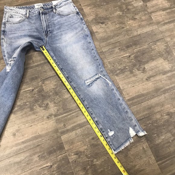 NWT Insane‎ Oene Jeans Womens 11/29w Hi-Waisted Straight Destroyed Cut Ankle $57 - Picture 8 of 11